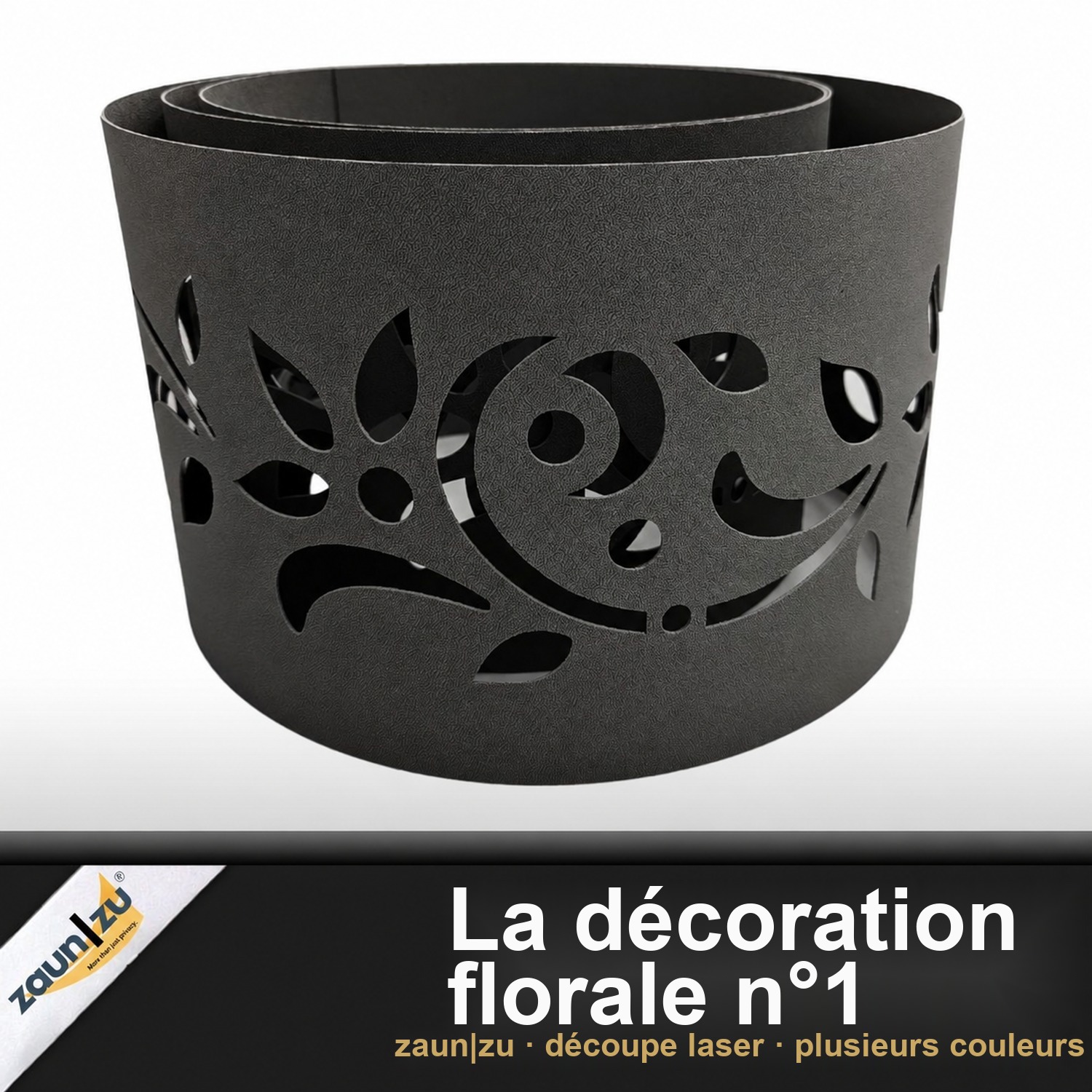 zaun|zu PREMIUM Décor Floral #1: Ecran de clôture avec motif laser pour clôture à mailles à deux fils – 2,55 m – Affichage 2
