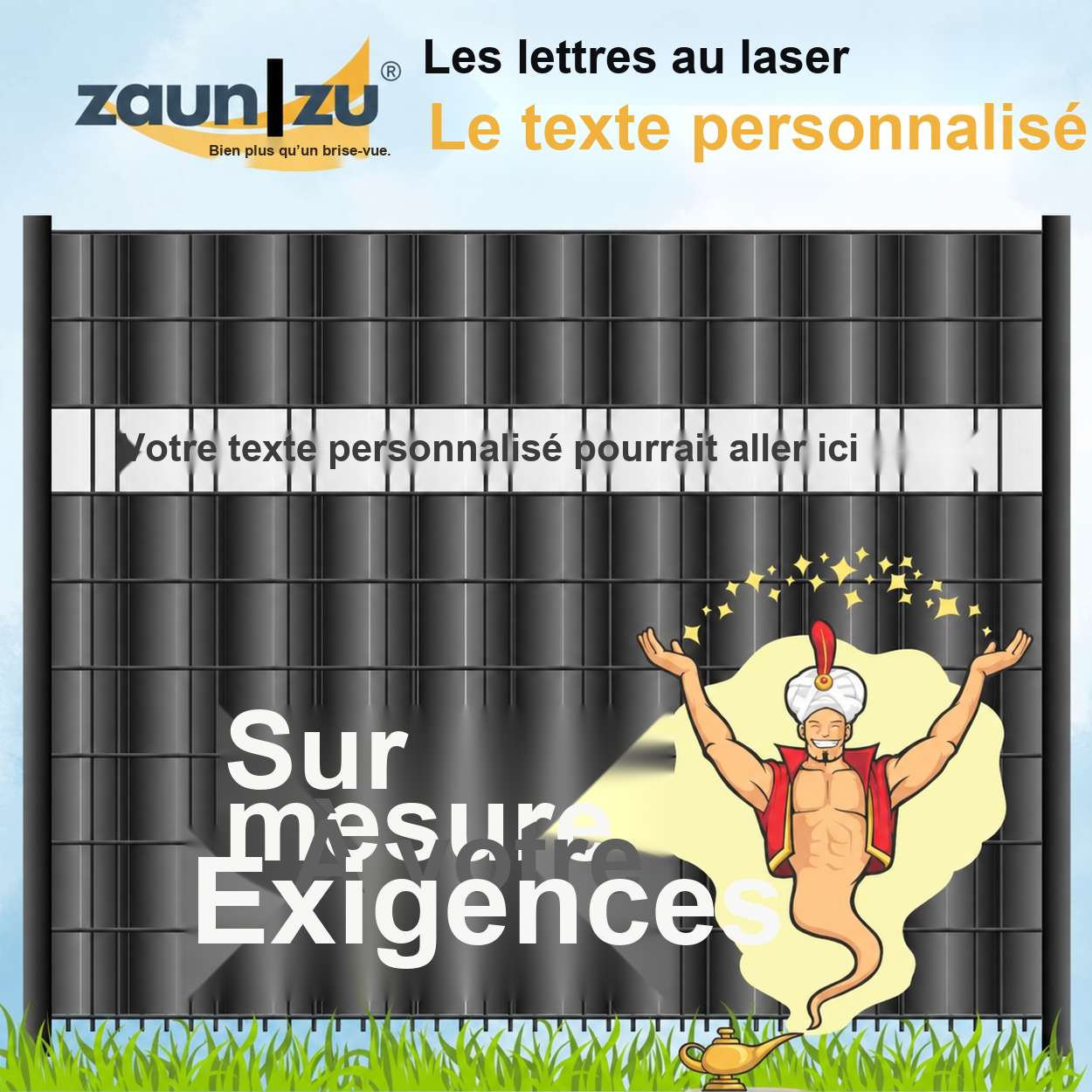 lamelles occultantes avec lettrage coupe laser: TEXTE DOUANIER