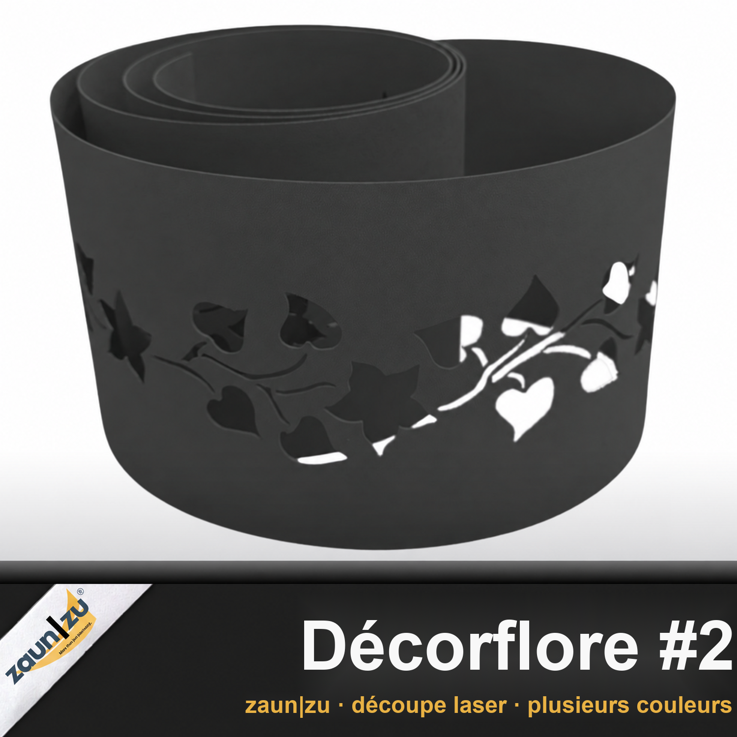 zaun|zu PREMIUM Décor Floral #2: Ecran de clôture avec motif laser pour clôture à mailles à deux fils – 2,55 m – Affichage 2