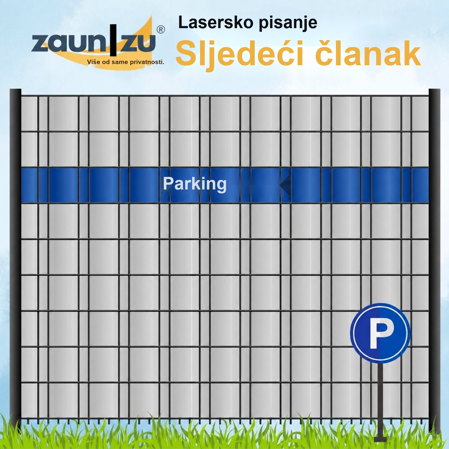 trake za privatnost s laserskim pismom Grupa riječi: PARKPLATZ - Različiti pojmovi za izbor