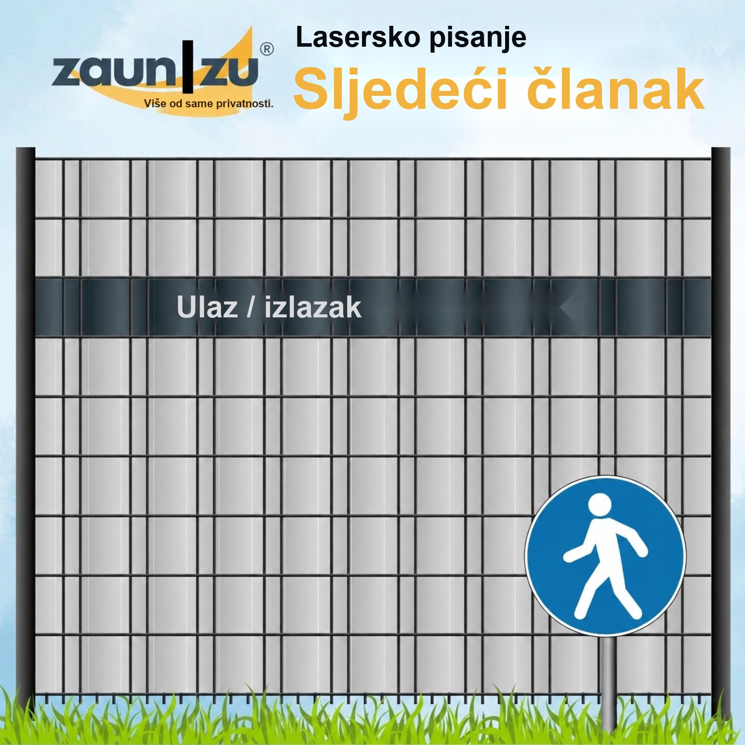 trake za privatnost s laserskim tekstom: EINGANG / AUSGANG - Različiti pojmovi za izbor