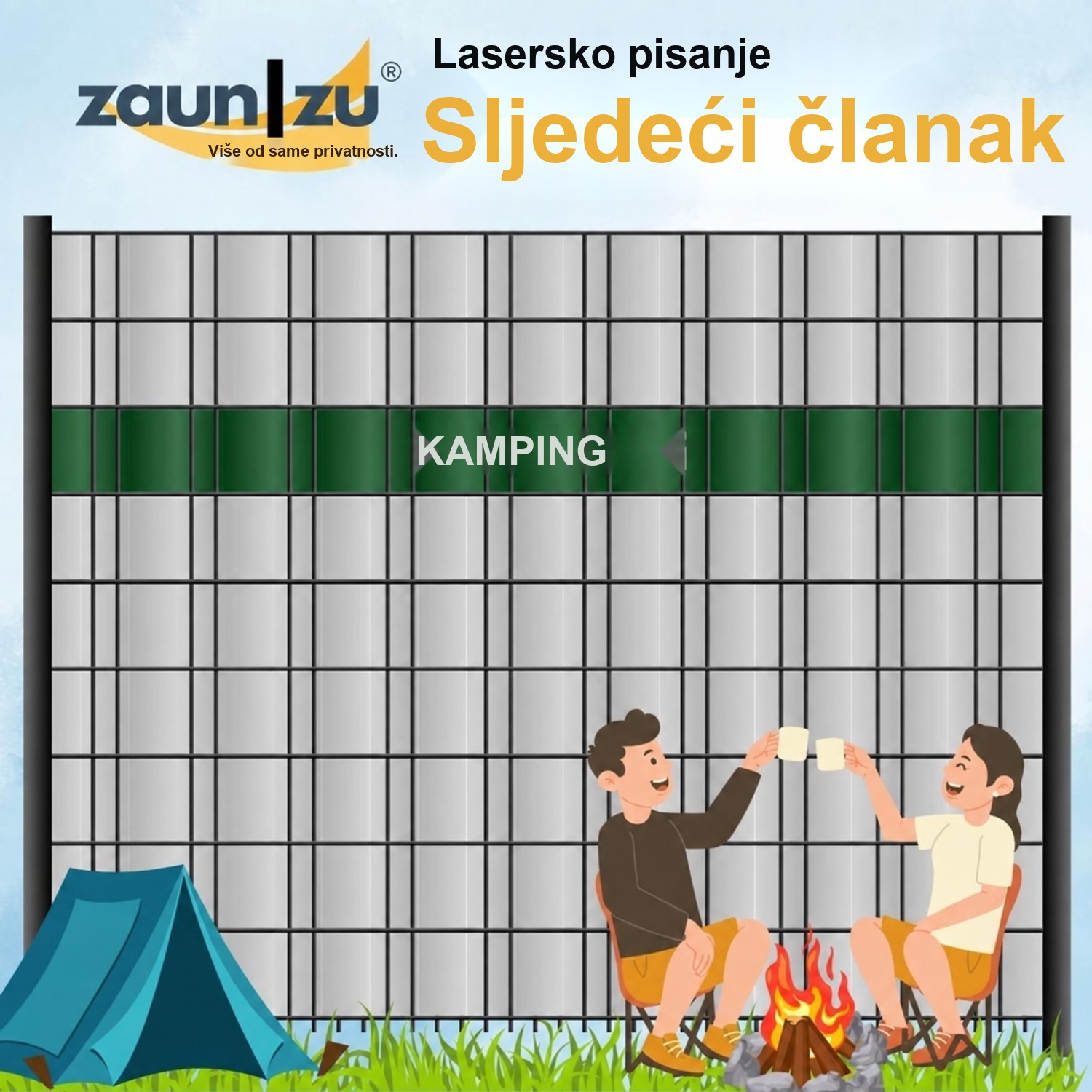 trake za privatnost s laserskim tekstom: CAMPING - Različiti pojmovi za izbor