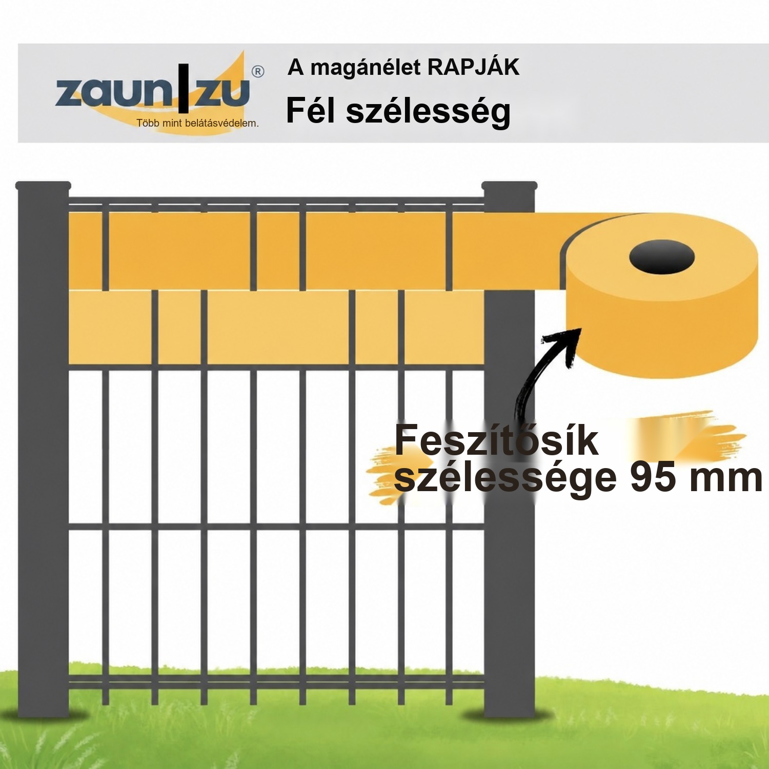 zaun|zu® RILLE HALBE egyedi szalag 2,55 m: PP-ből készült látásvédő szalag kerítéshez – Nézet 2