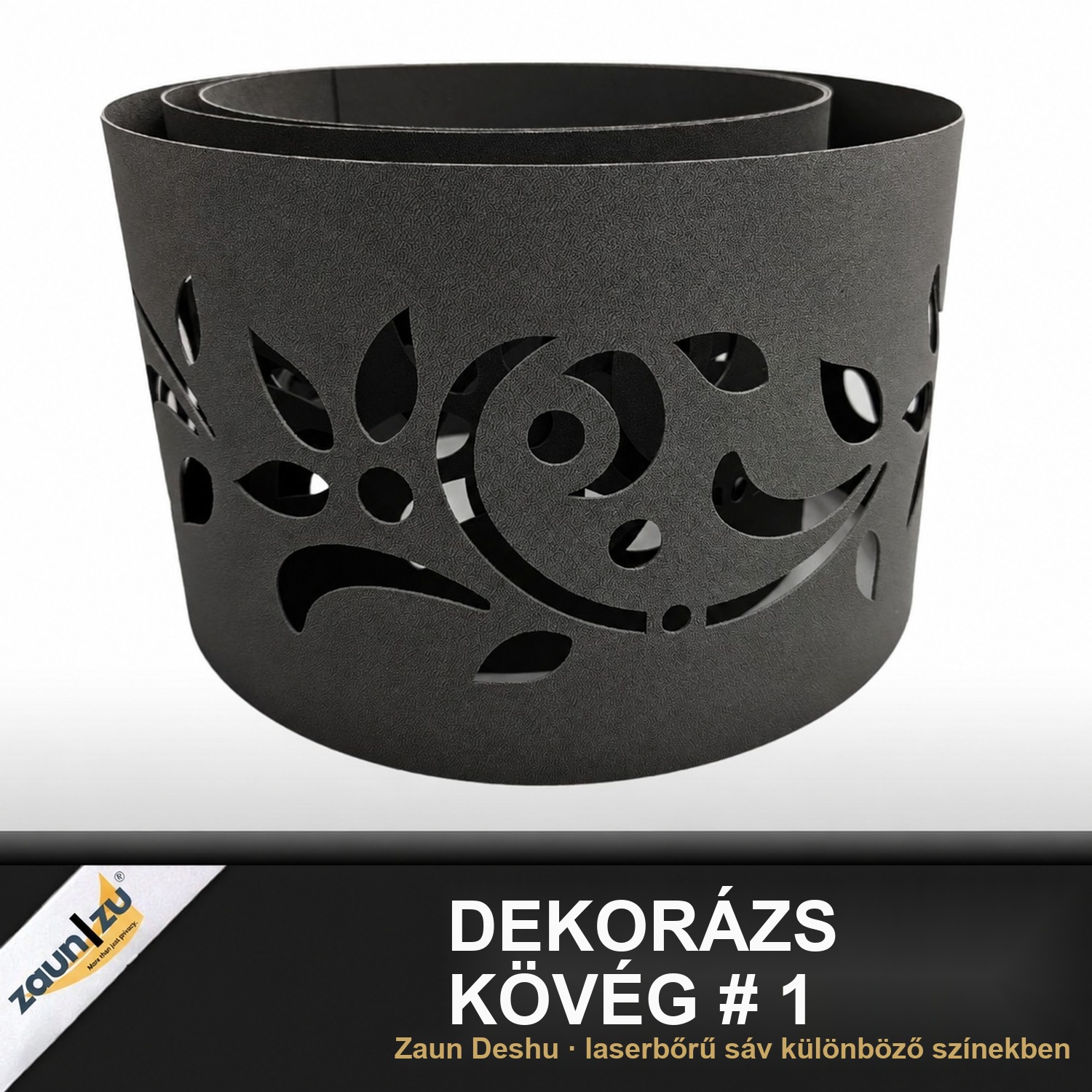 zaun|zu® PREMIUM „Floral #1” dekoráció: lézerrel mintázott kerítésburkolat kétrudás kerítéshez – 2,55 m – Nézet 2