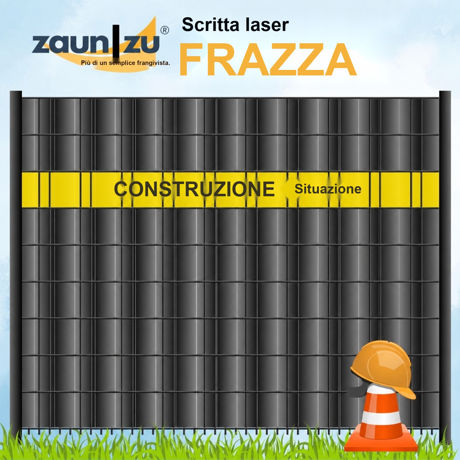 strisce schermatura frangivista con scritte laser-cut per i siti di costruzione – marcatura recinzione e iscrizione