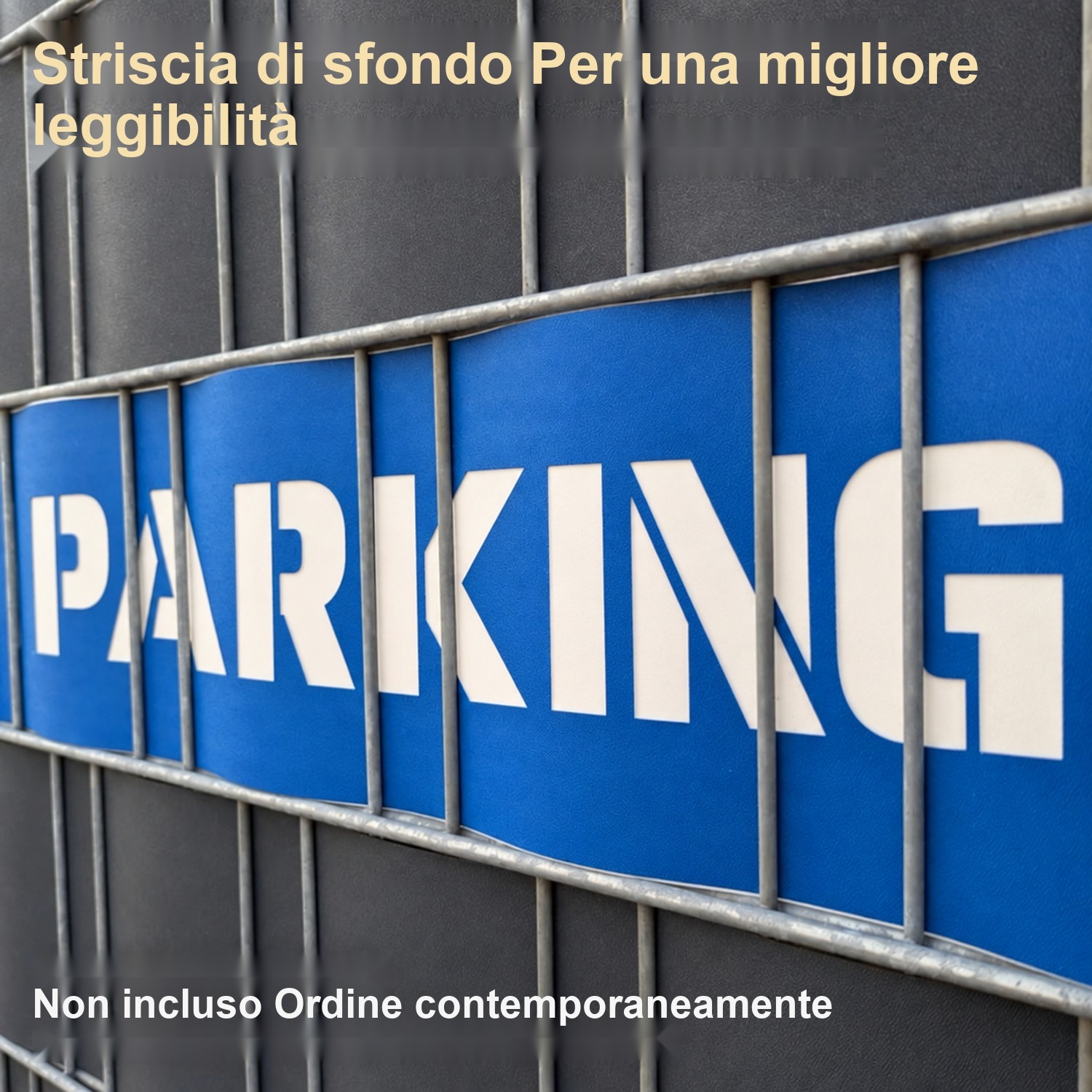 strisce dello schermatura frangivista con la scritta laser-cut: CUSTOM TEXT – Vista 3