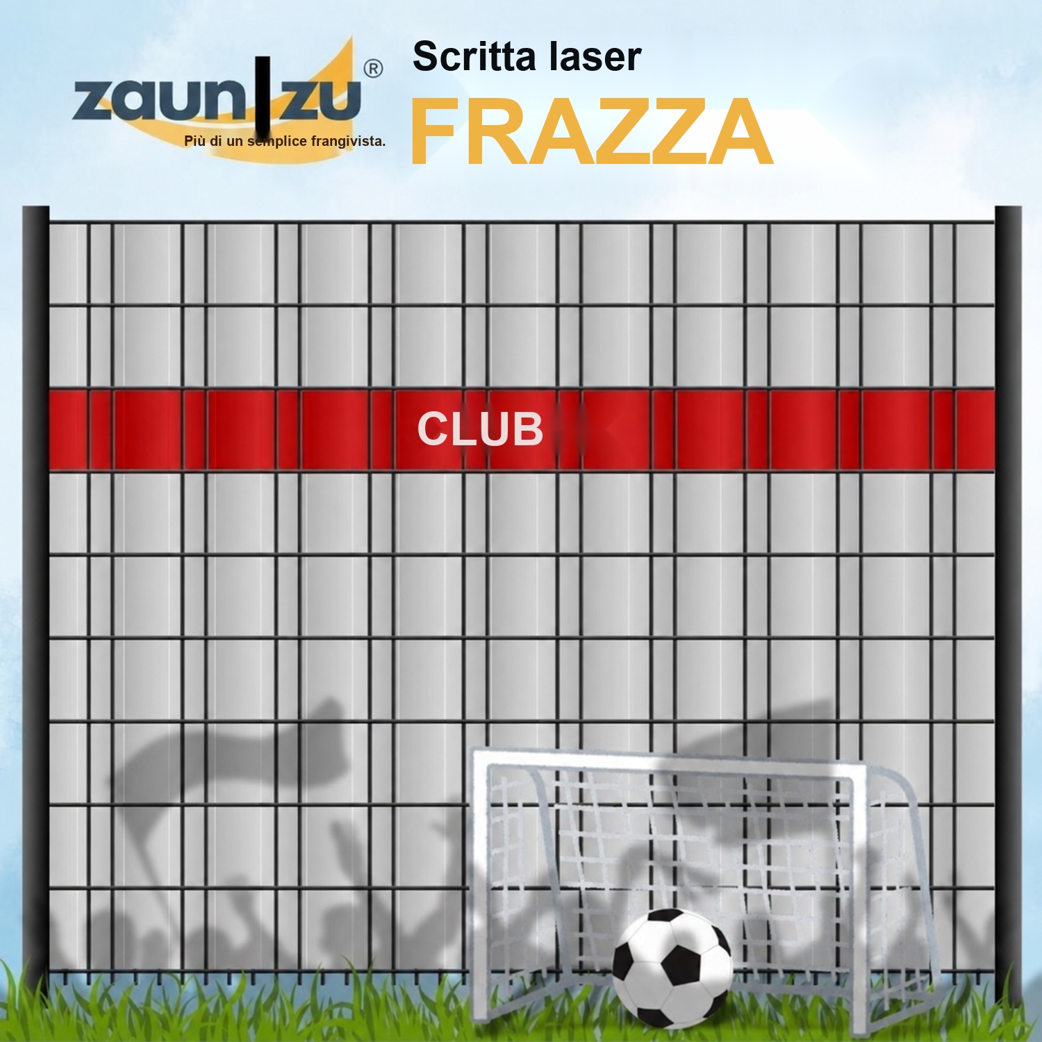 strisce di schermatura frangivista con gruppo di parole di scrittura laser-cut: CLUBS - Vari termini tra cui scegliere