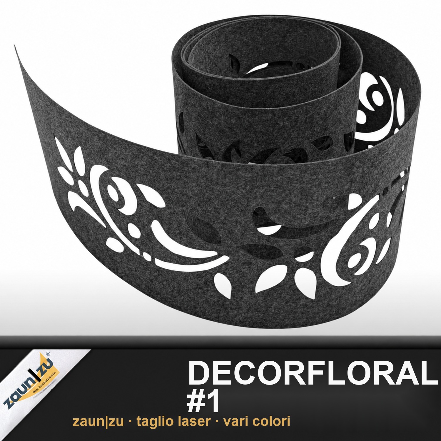 zaun|zu Design Non tessuto Decor Floral #1: striscia di frangivista con motivo laser per recinzione a rete a due fili – Vista 2