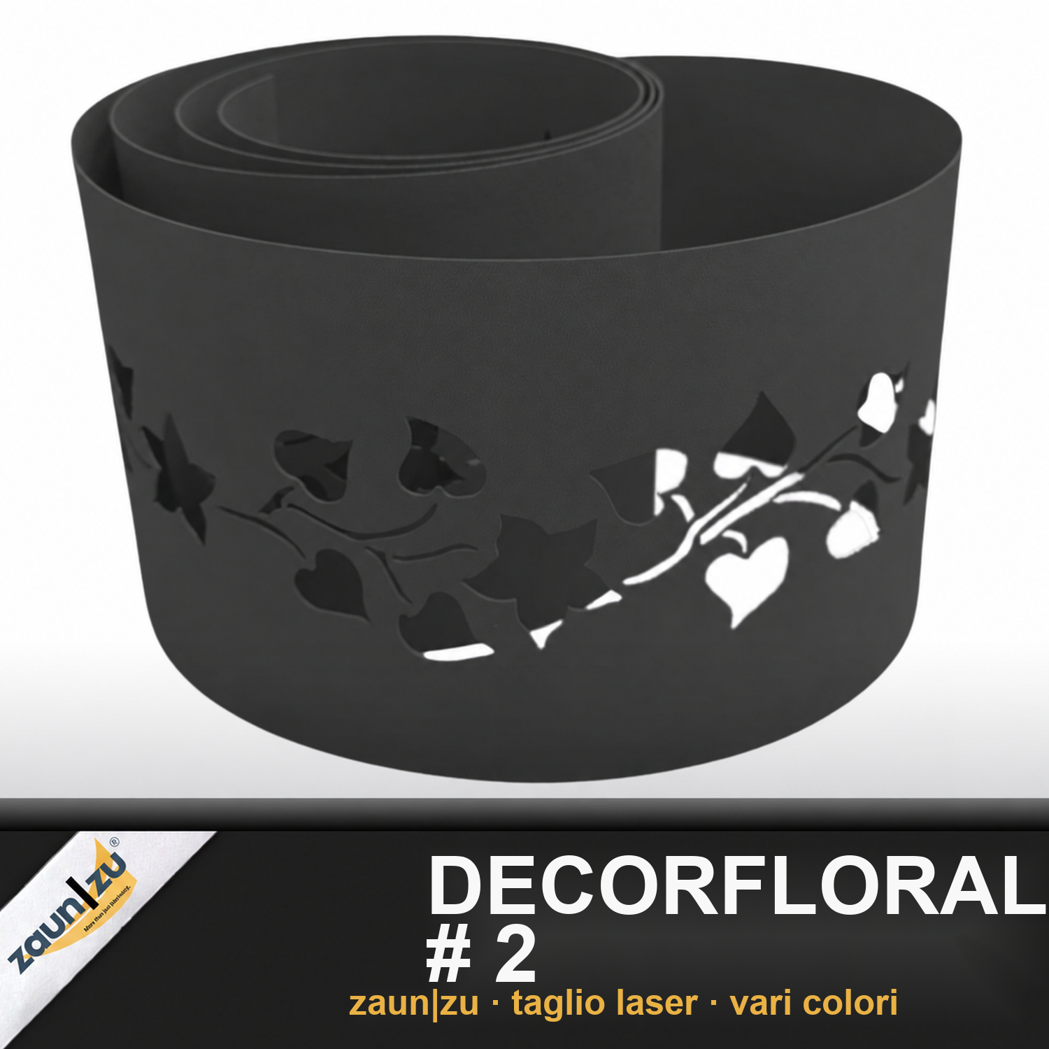 zaun|zu PREMIUM Decor Floral #2: Schermo di recinzione con motivo laser per recinzione in rete a due fili – 2,55 m – Vista 2