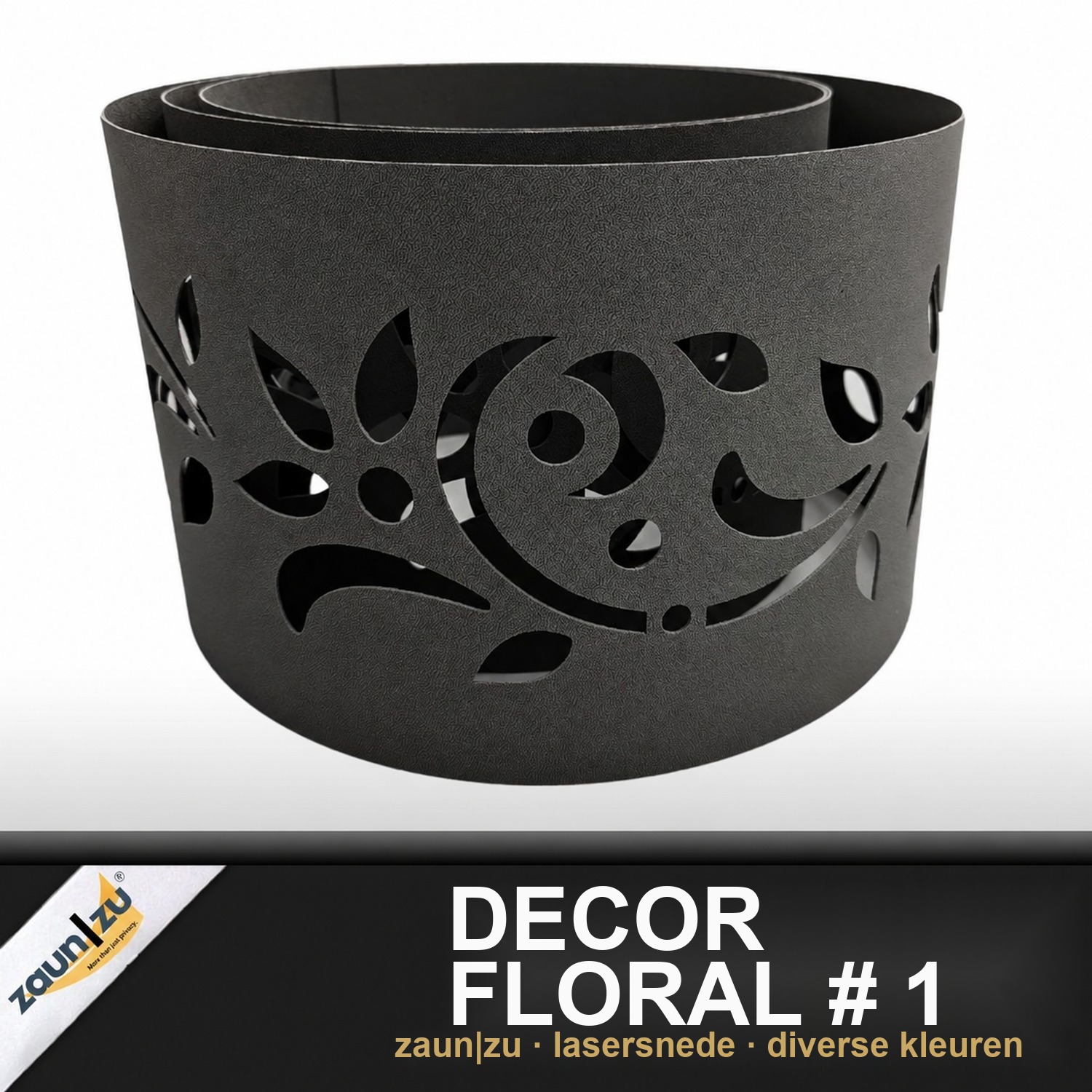 zaun|zu PREMIUM Decor Floral #1: Scherm met laser patroon voor dubbelstaaf mesh hek – 2,55 m – Beeld 2