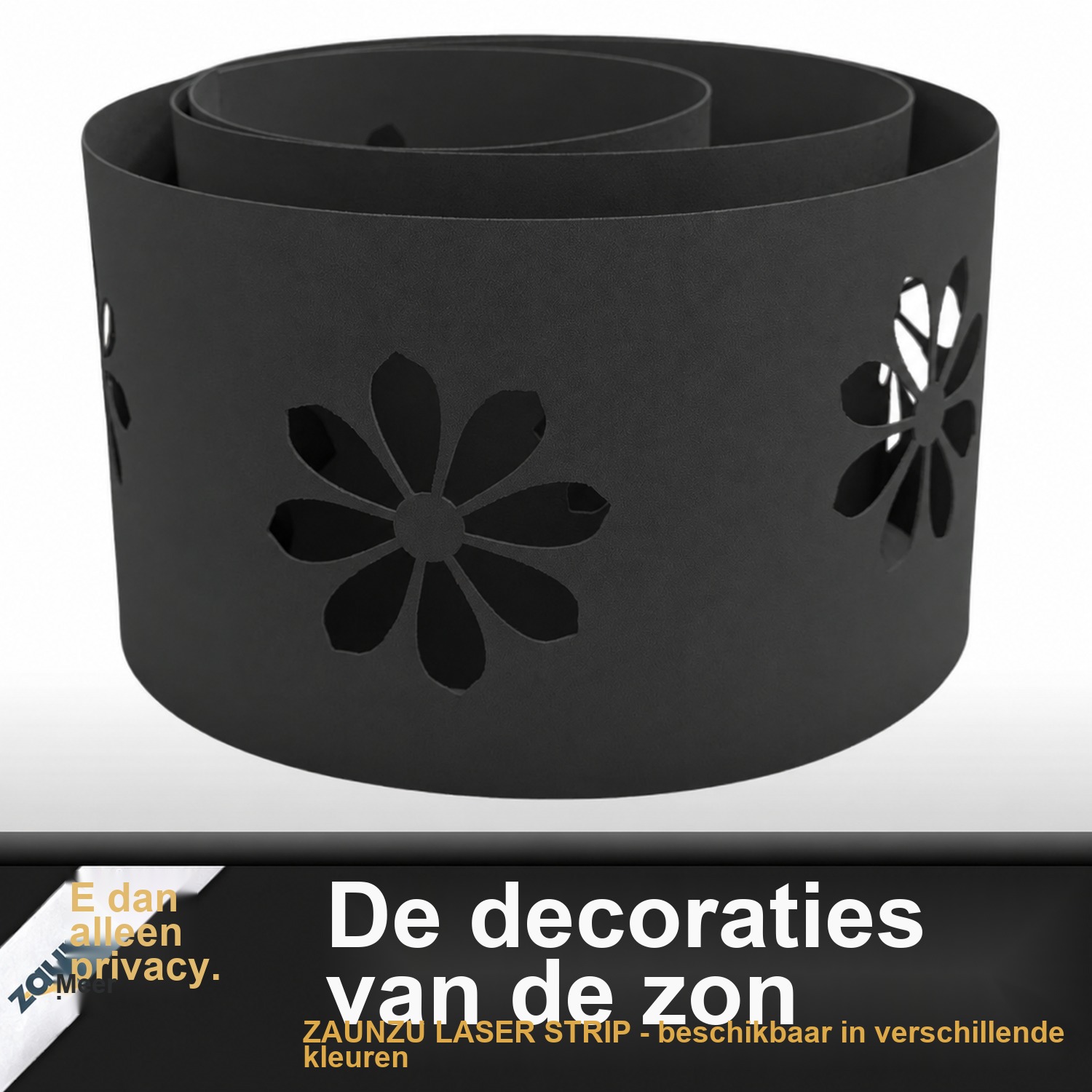zaun|zu PREMIUM Decor Zonnebloem: zichtstroken met laserpatroon voor dubbelstaafmathekken – 255 cm – Beeld 4