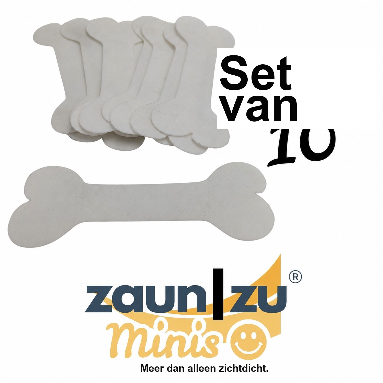 zaun|zu Minis - Hondenbotten 10 pack deco element voor dubbelstaaf mesh hekken – 14 cm, Wit – Beeld 2