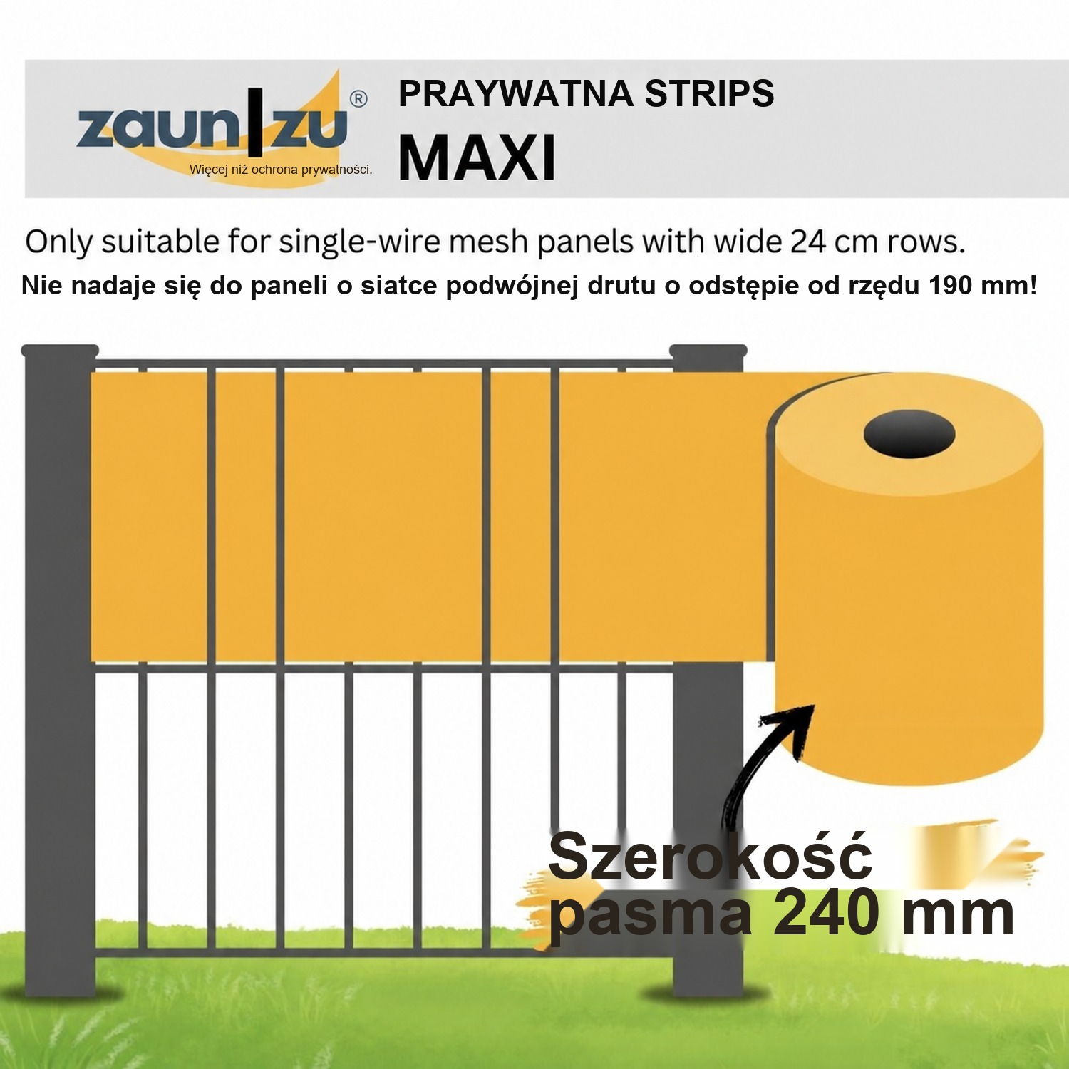 Taśma ogrodzeniowa zaun|zu RILLE MAXI rolka 50 m do ogrodzenia panelowego – 50,0 m – Widok 2
