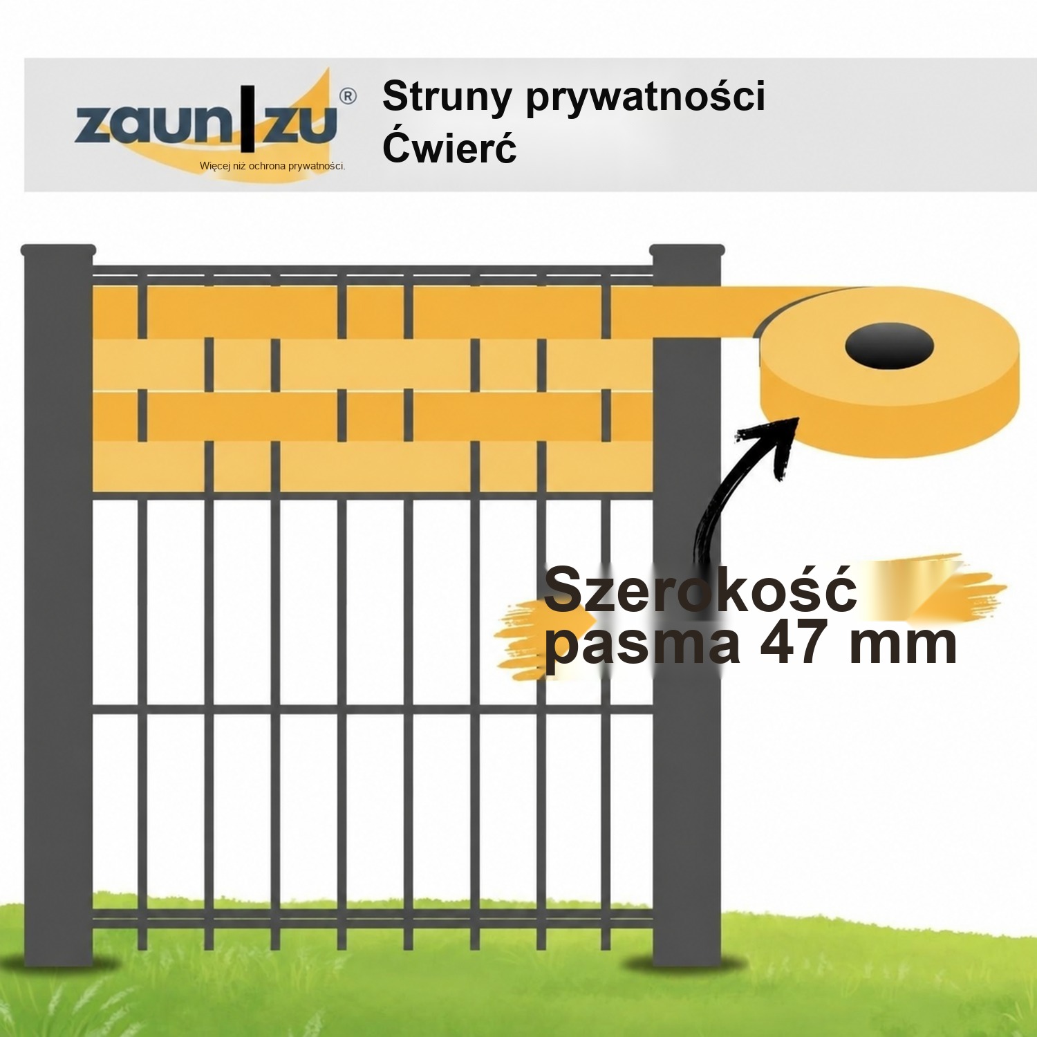 zaun|zu® Design Vlies Paski akcentowe 4er Zestaw VIERTEL 47 mm x 255 cm taśmy ogrodzeniowe – 2,55 m – Widok 2