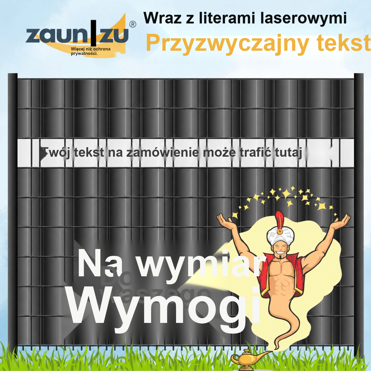 Taśma ogrodzeniowa z napisem laserowym – TEKST NA ŻYCZENIE