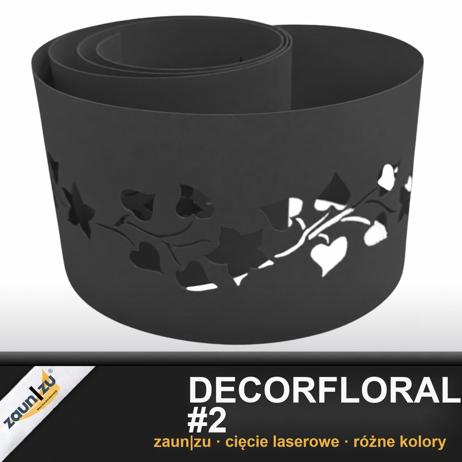 zaun|zu PREMIUM Dekor Floral #2: osłona ze wzorem laserowym do ogrodzenia panelowego 2D – 2,55 m – Widok 2