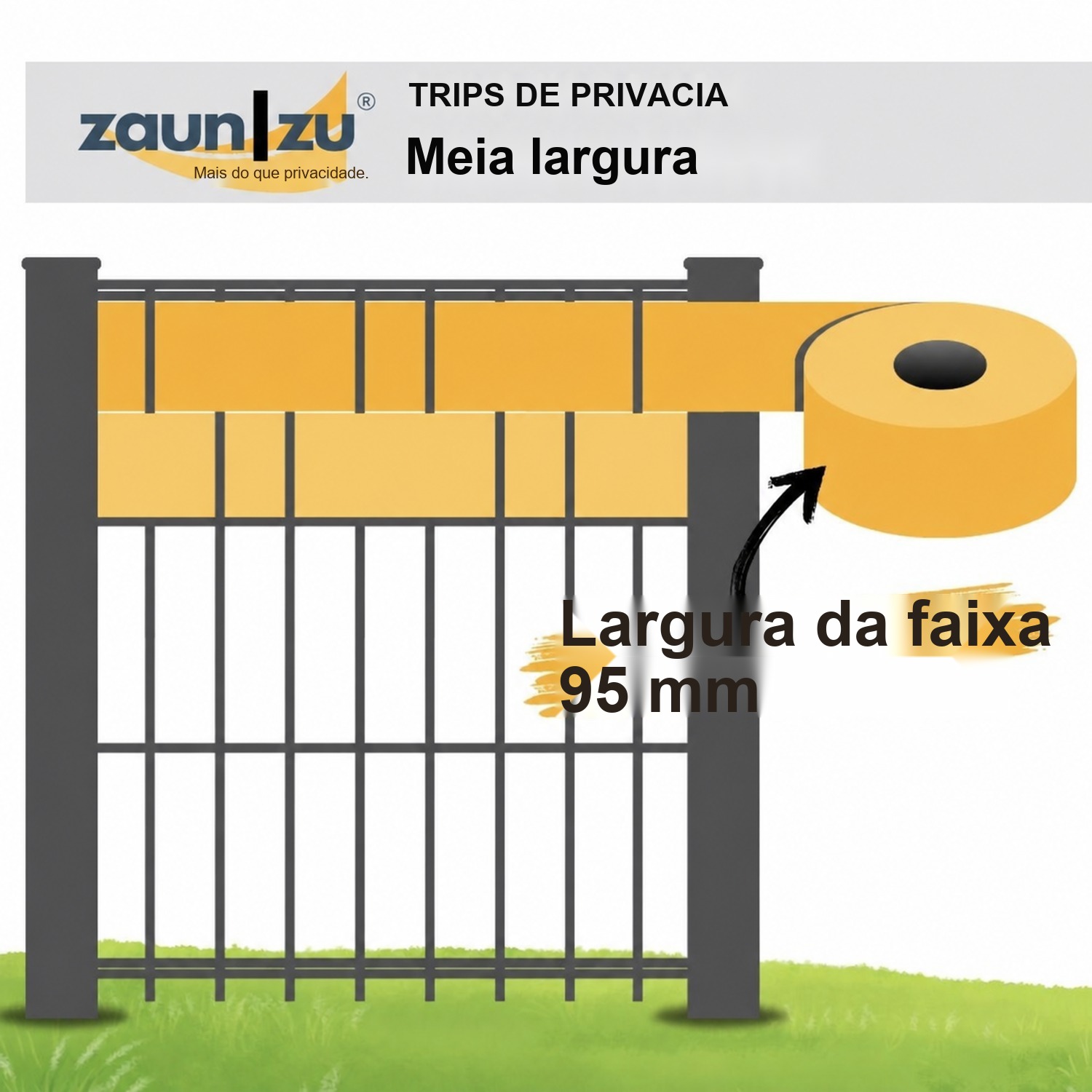 zaun|zu® RILLE HALBE single strip 2,55 m: fitas de ocultação PP para a cerca – Ver 2