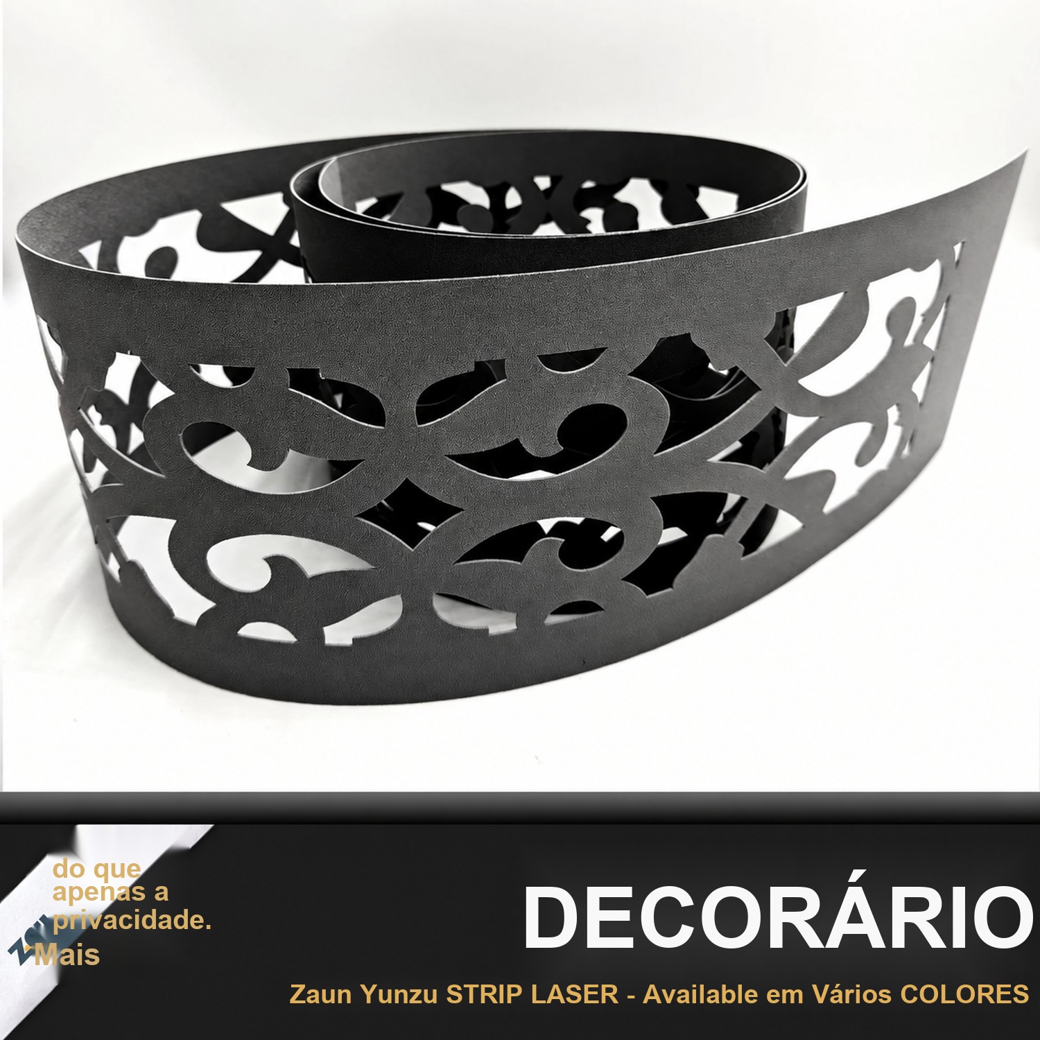 zaun|zu PREMIUM Decor Oriente: Tira de cerca com padrão laser para cerca de malha de fio duplo – 2,55 m – Ver 3