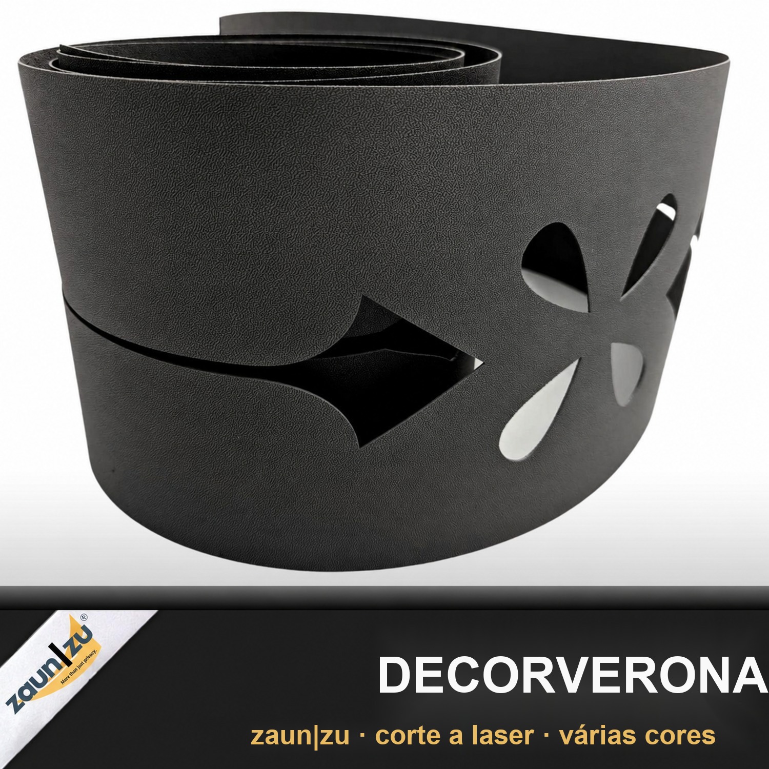 zaun|zu PREMIUM Decoração Verona: proteção de privacidade com padrão laser para cerca de malha de fio duplo – 2,55 m – Ver 2