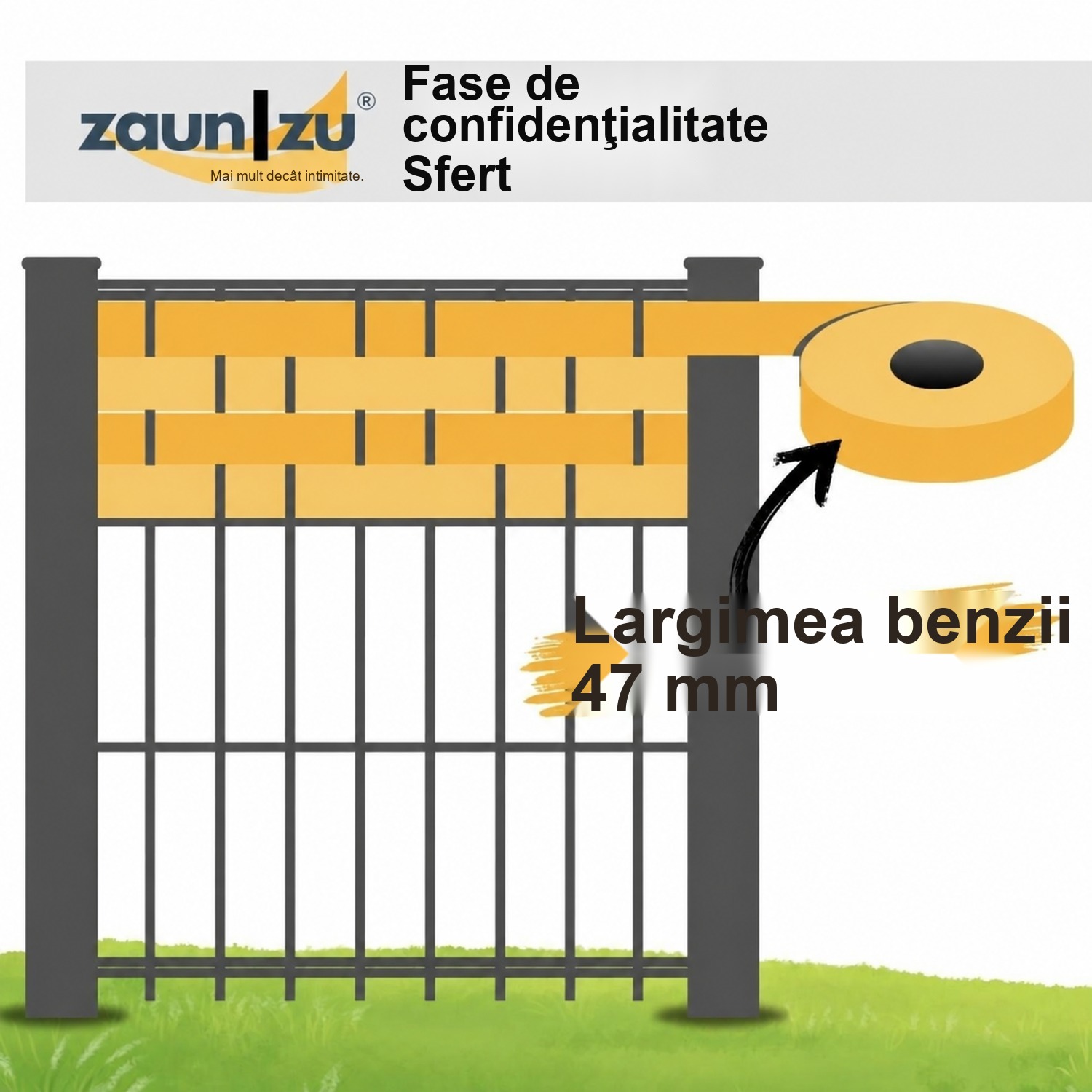 zaun|zu® Design Vlies Set de accent 4er Set VIERTEL 47 mm x 255 cm benzi pentru gard pentru gard – 2,55 m – Învățământul 2