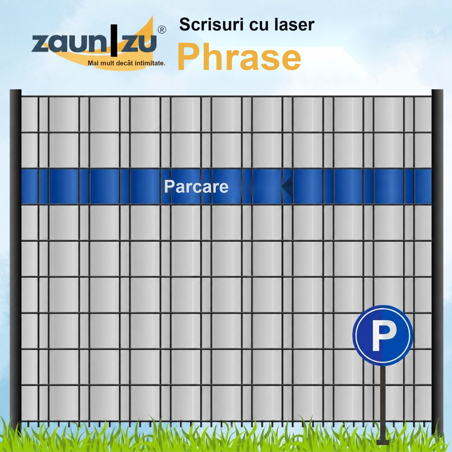 benzi de protecție vizuală cu scriere cu laser Grup de cuvinte: PARKPLATZ - Diferite termeni de selectat