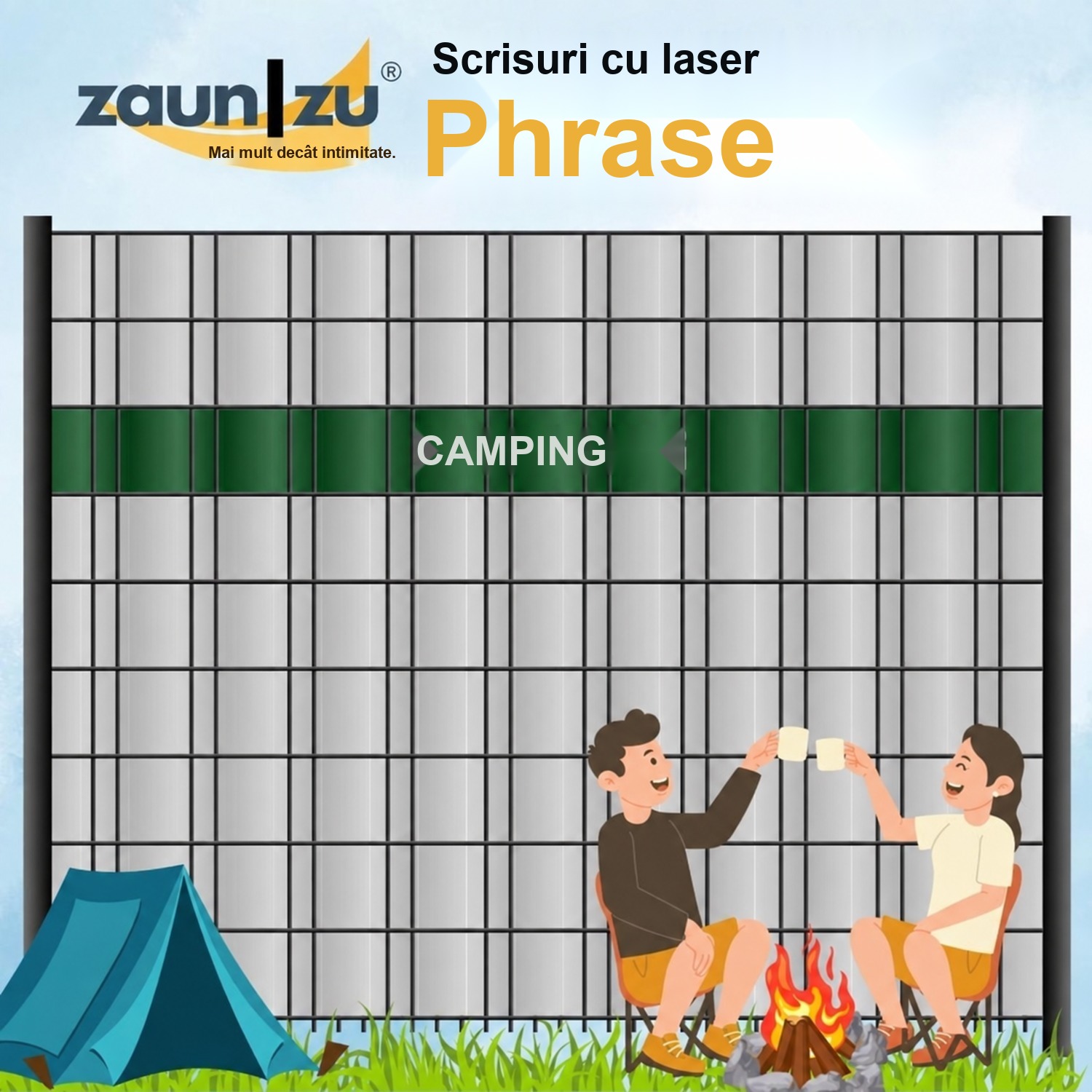 benzi de protecție vizuală cu scriere laser Grup de cuvinte: CAMPING - Diferite termeni de selectare