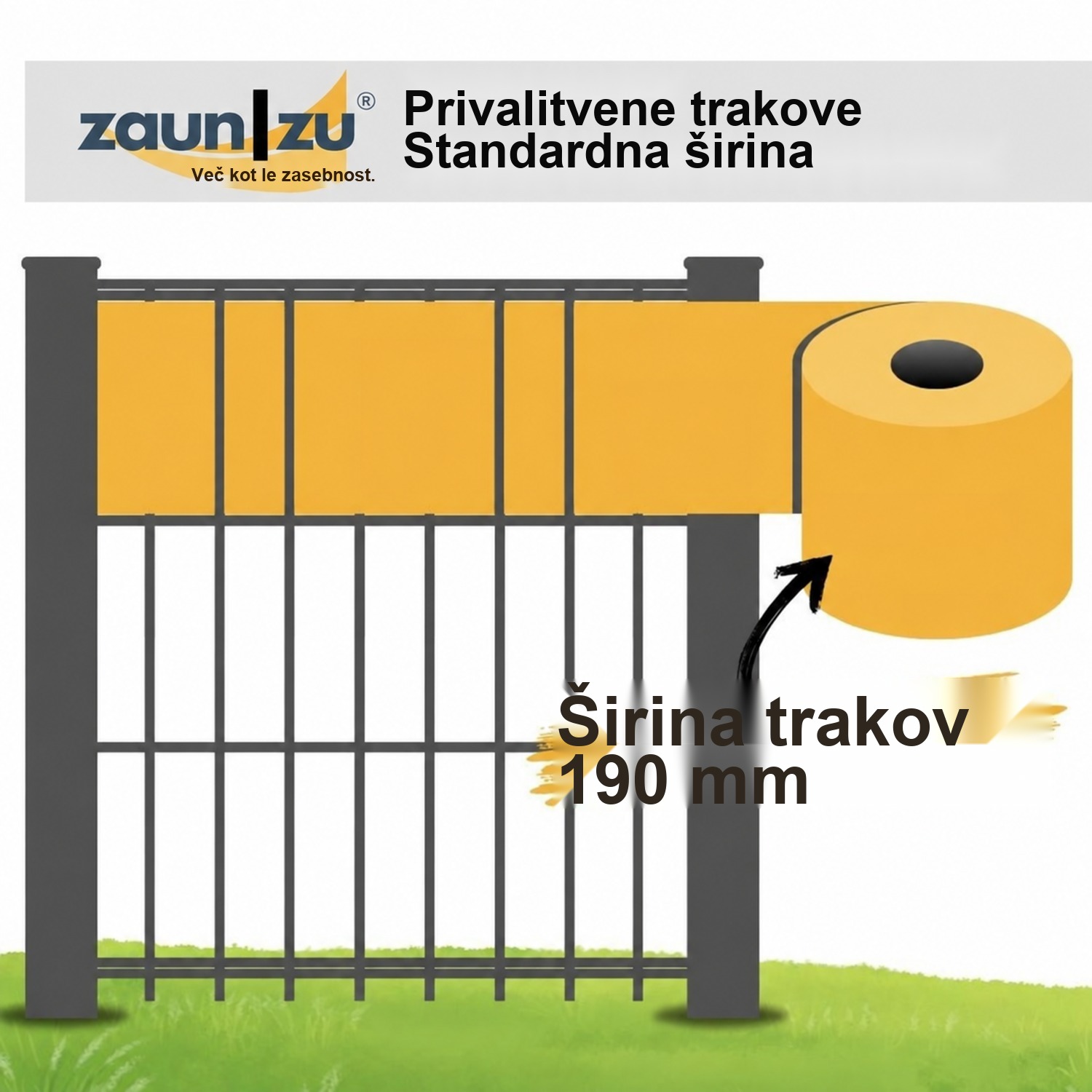 zaun|zu® – trakovi za zaslonitev, dizajnerski flis, posamezni trakovi, dekor Graphic – 2,55 m – Pogled 3