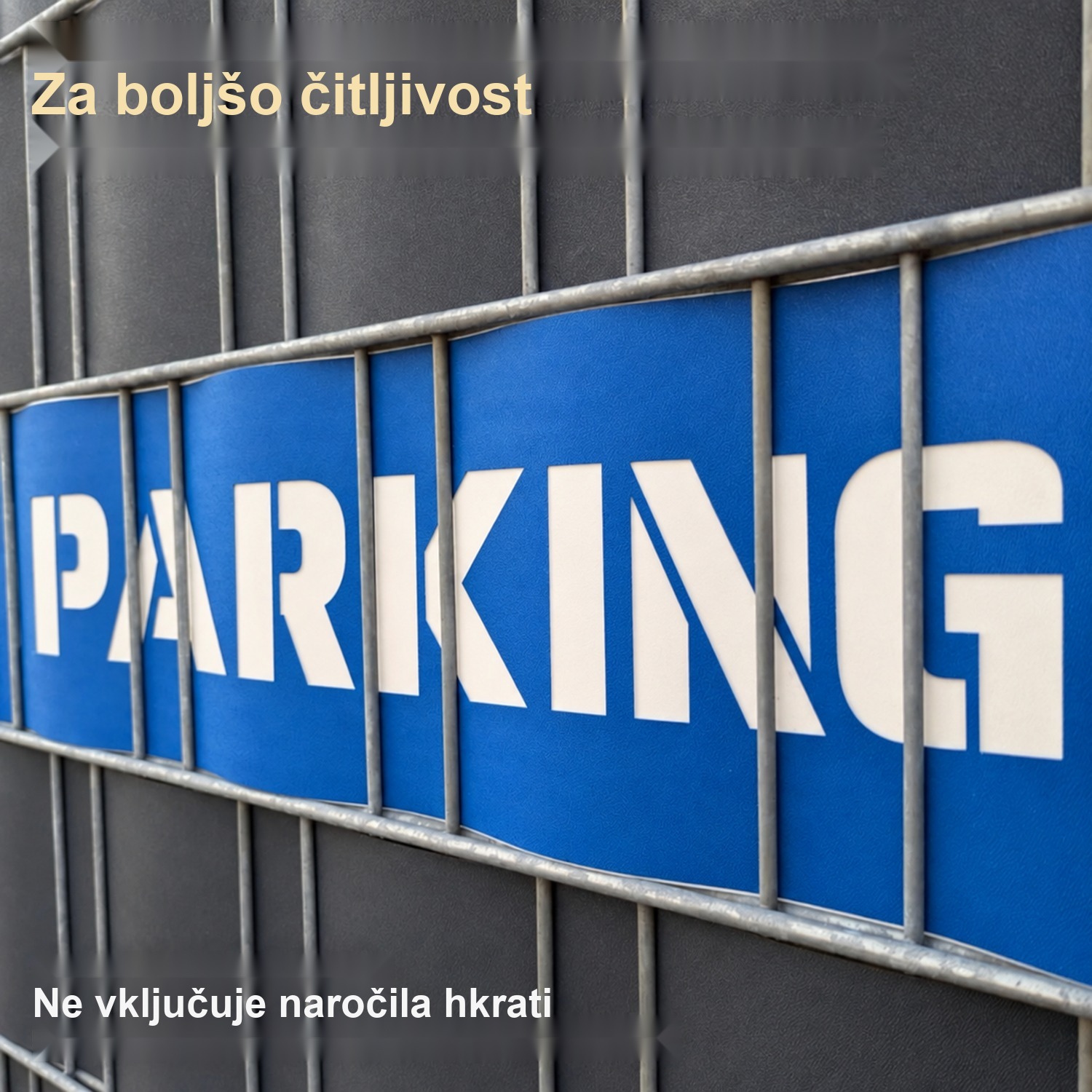 Trakovi za zaslonitev z laserskim napisom: ŽELENI NAPIS – Pogled 3
