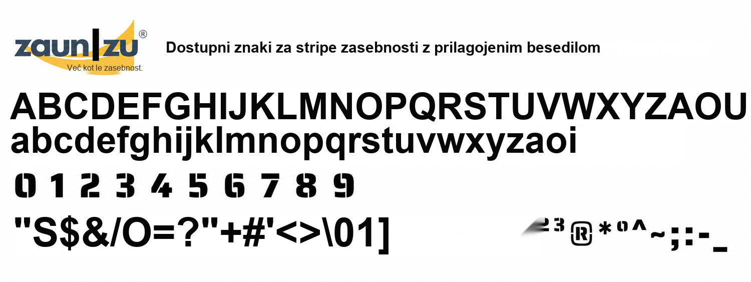 Trakovi za zaslonitev z laserskim napisom: ŽELENI NAPIS – Pogled 2