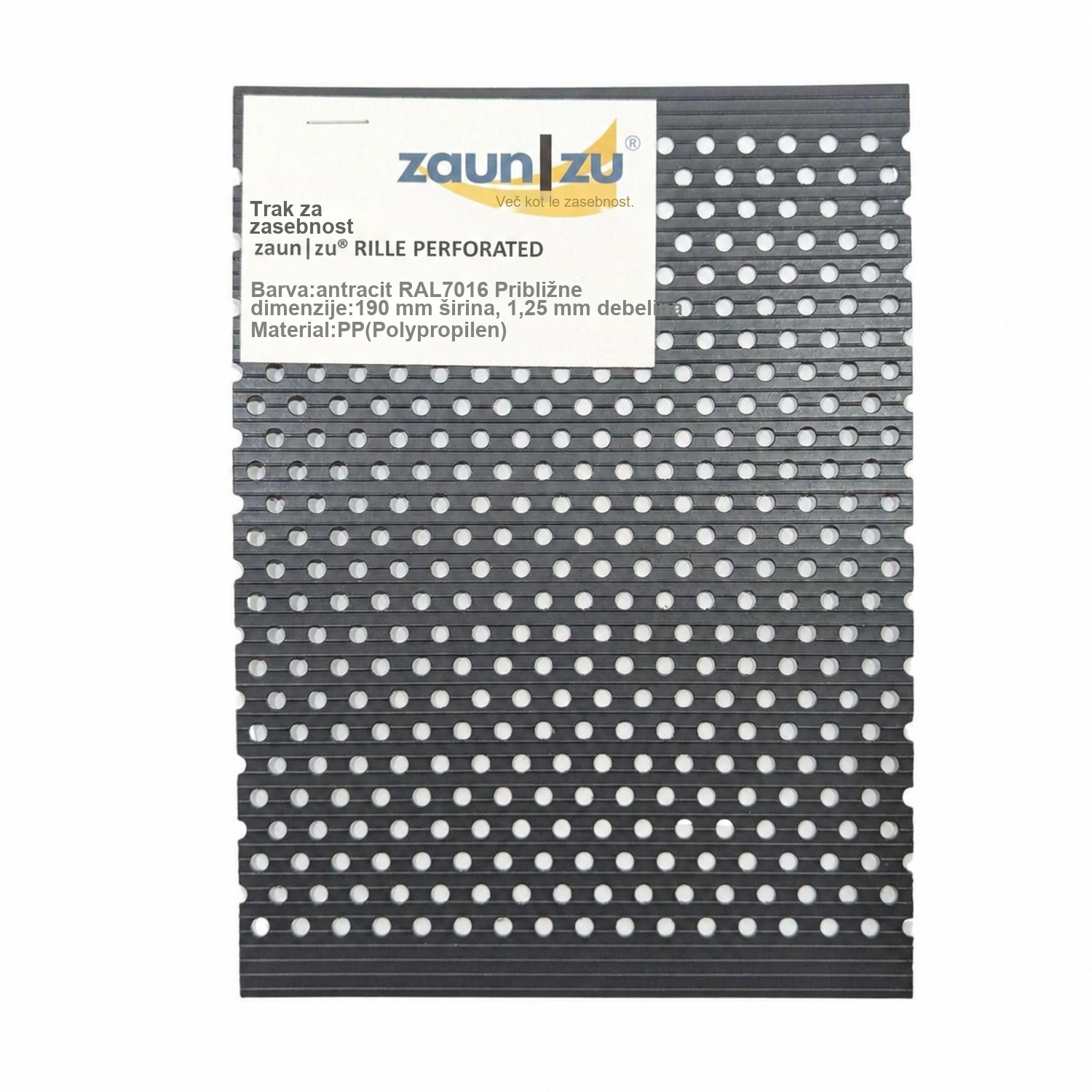 trakovi za panelne ograje zaun|zu® RILLE GELOCHT vzorci za preizkus pred nakupom – 14,0 cm – Pogled 3
