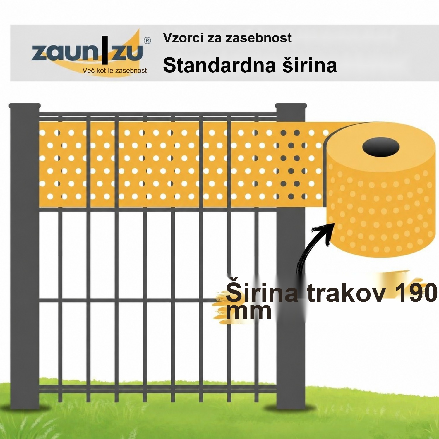 trakovi za panelne ograje zaun|zu® RILLE GELOCHT vzorci za preizkus pred nakupom – 14,0 cm – Pogled 2