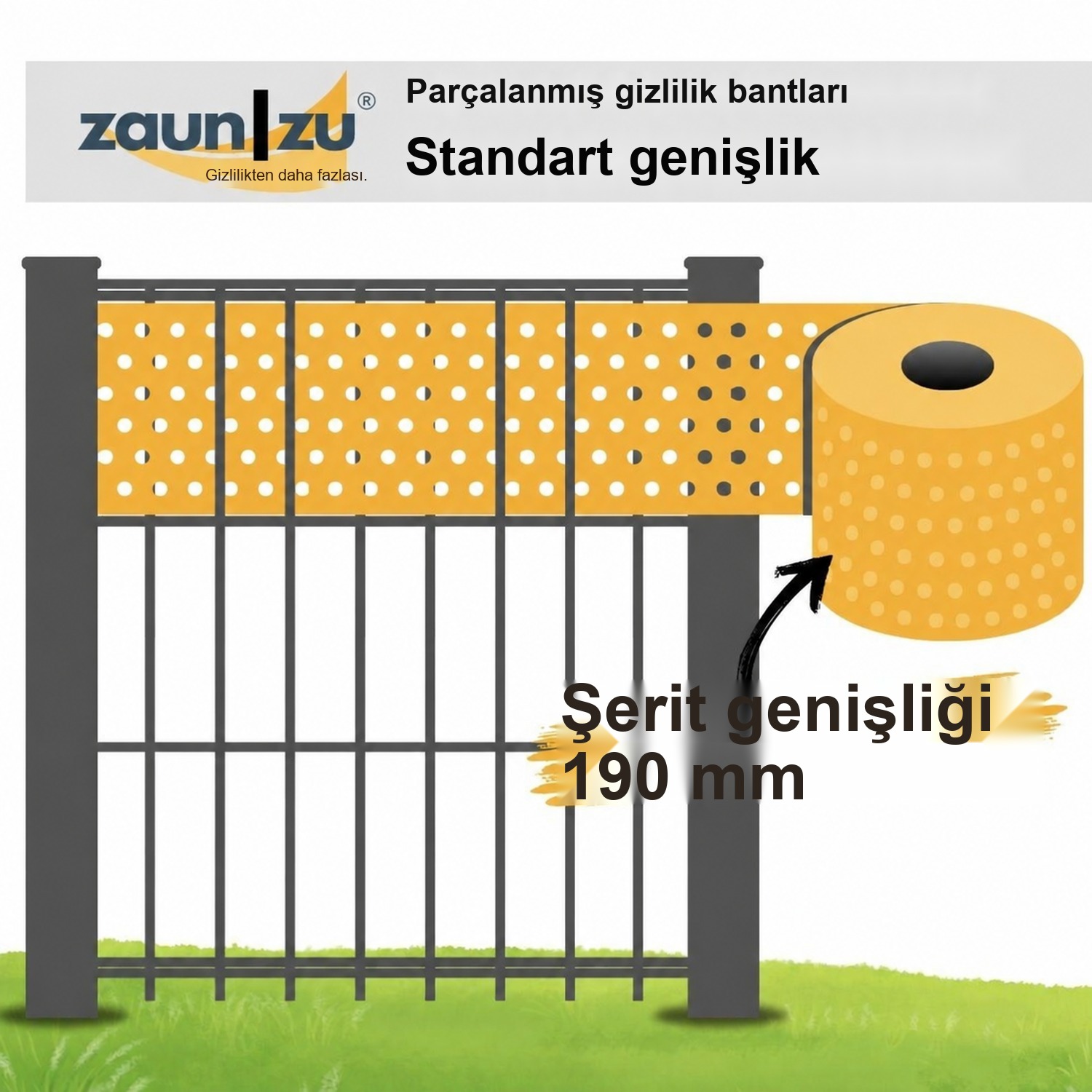 çit kapama şeritleri zaun|zu® PREMIUM GELOCHT modeli satın almadan önce denemek için – 14,0 cm – Görünüm 2