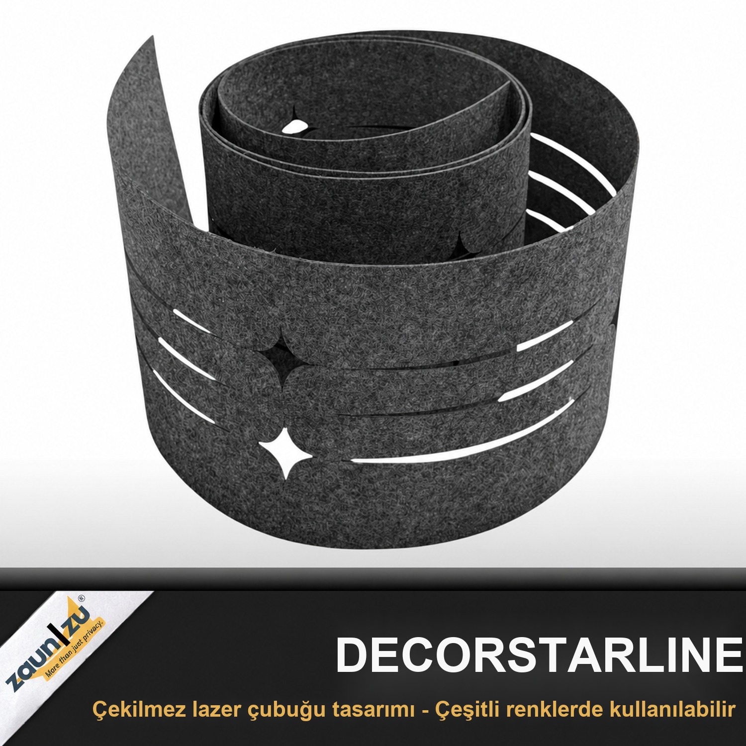 zaun|zu Design Vlies Dekor STARLINE: çift çubuklu panel çit için lazer desenli çit kapama şeridi – Görünüm 2